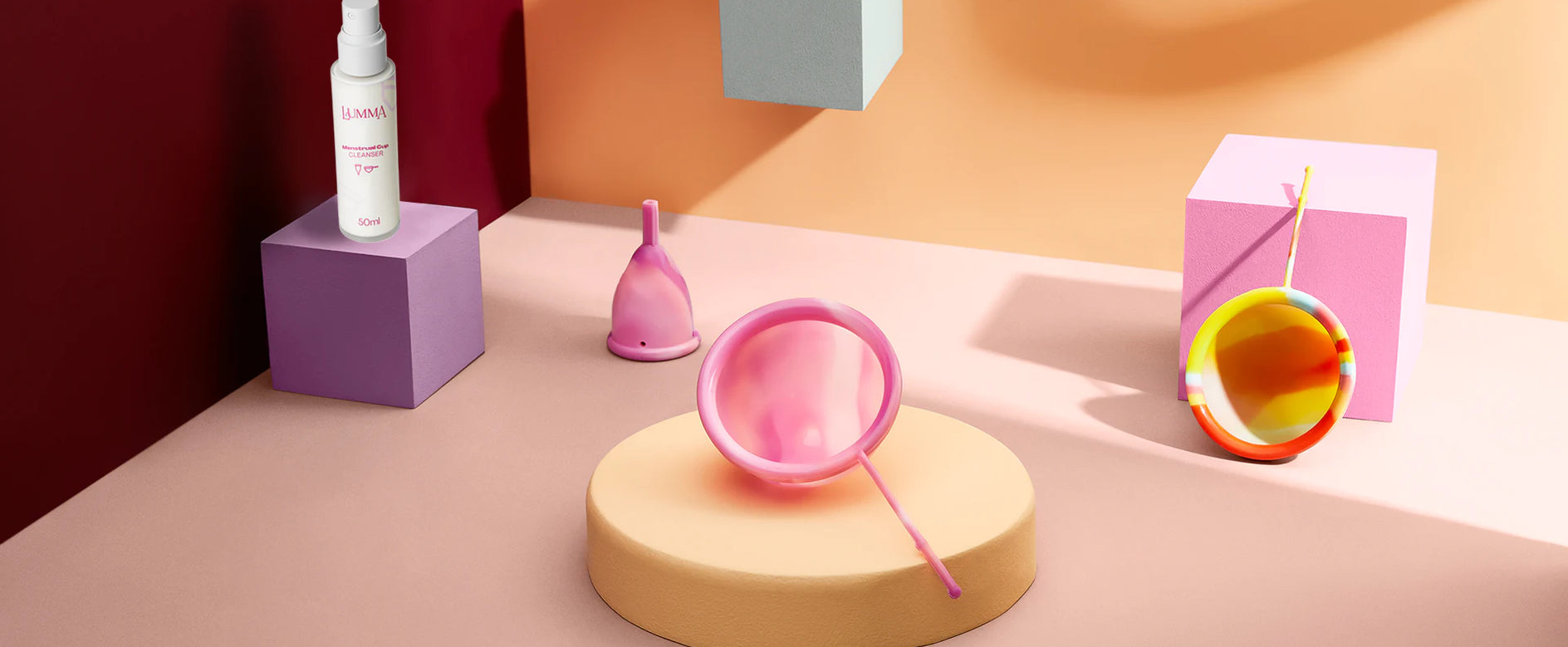 Lumma products line - Menstrual cup, menstrual disc, and a cleanser for both